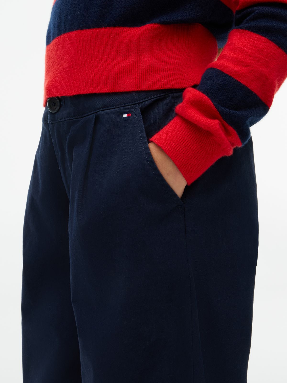 Essential Wide Leg Twill Trousers — Blue