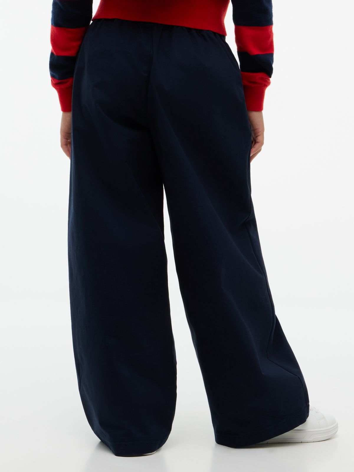 Essential Wide Leg Twill Trousers — Blue