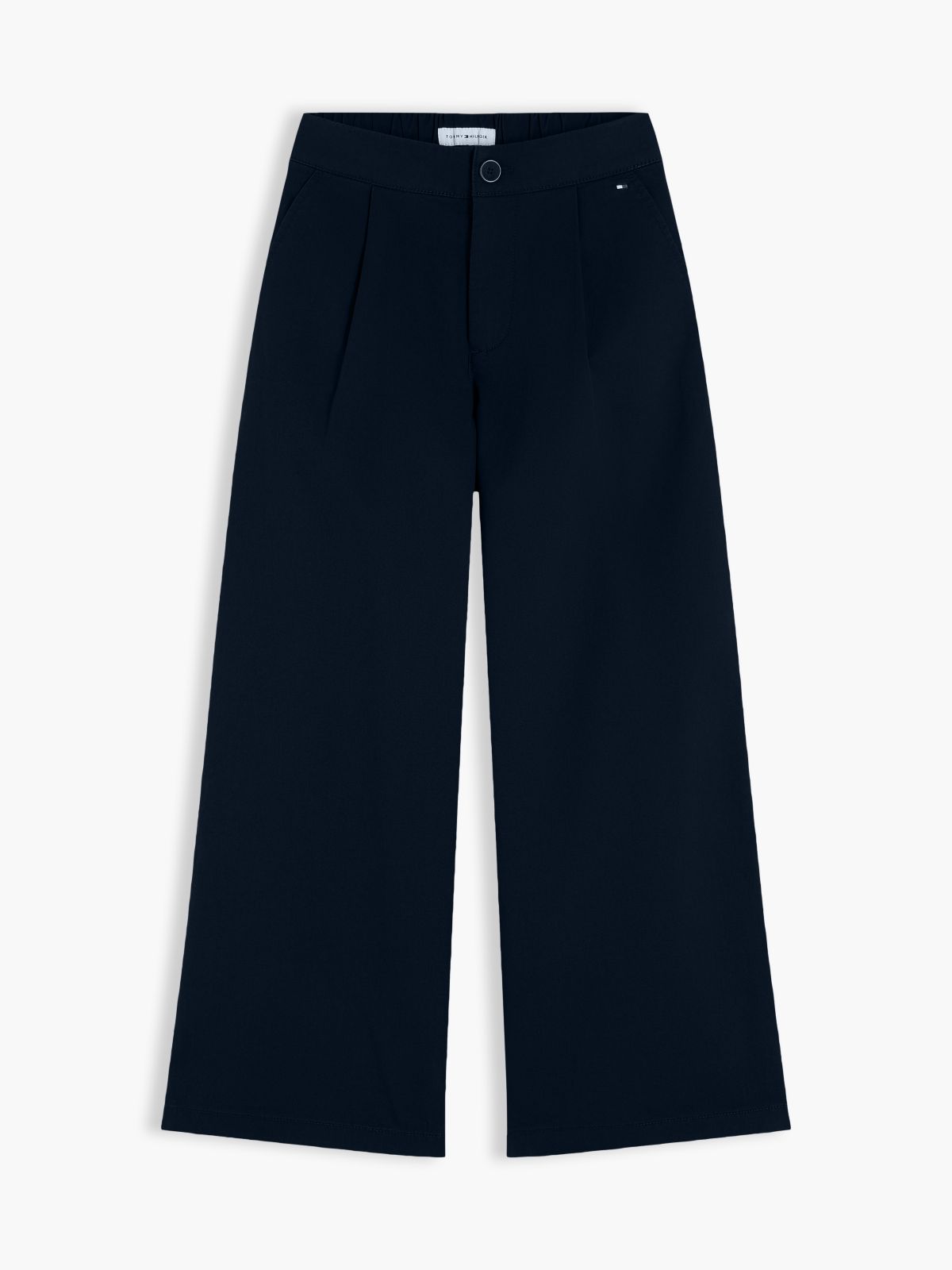 Essential Wide Leg Twill Trousers — Blue