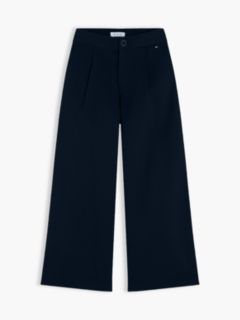 Essential Wide Leg Twill Trousers — Blue 5