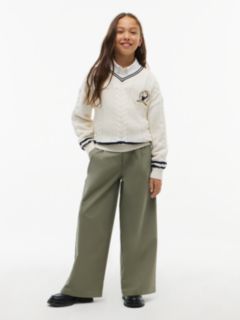 Essential Wide Leg Twill Trousers — Green 2
