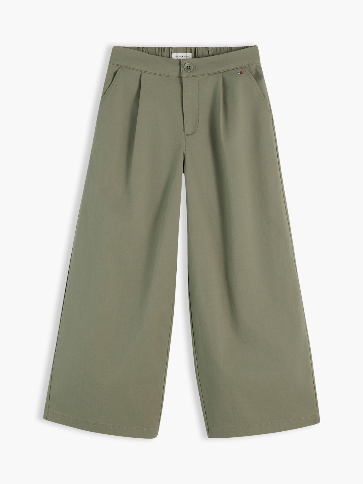 Essential Wide Leg Twill Trousers — Green