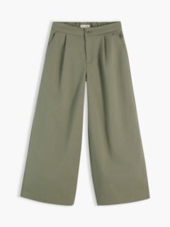Essential Wide Leg Twill Trousers — Green 5