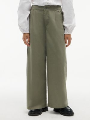 green essential wide leg twill trousers for girls tommy hilfiger