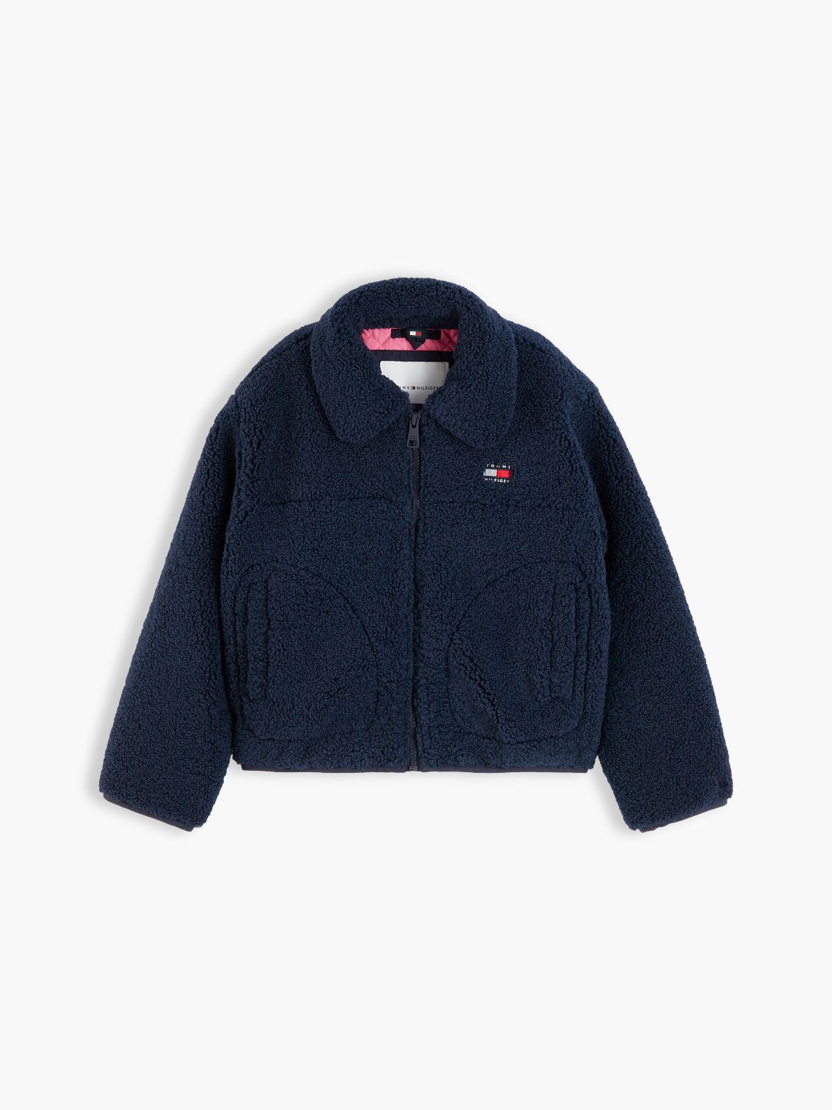 Logo Teddy Relaxed Zip-Thru Jacket — Blue