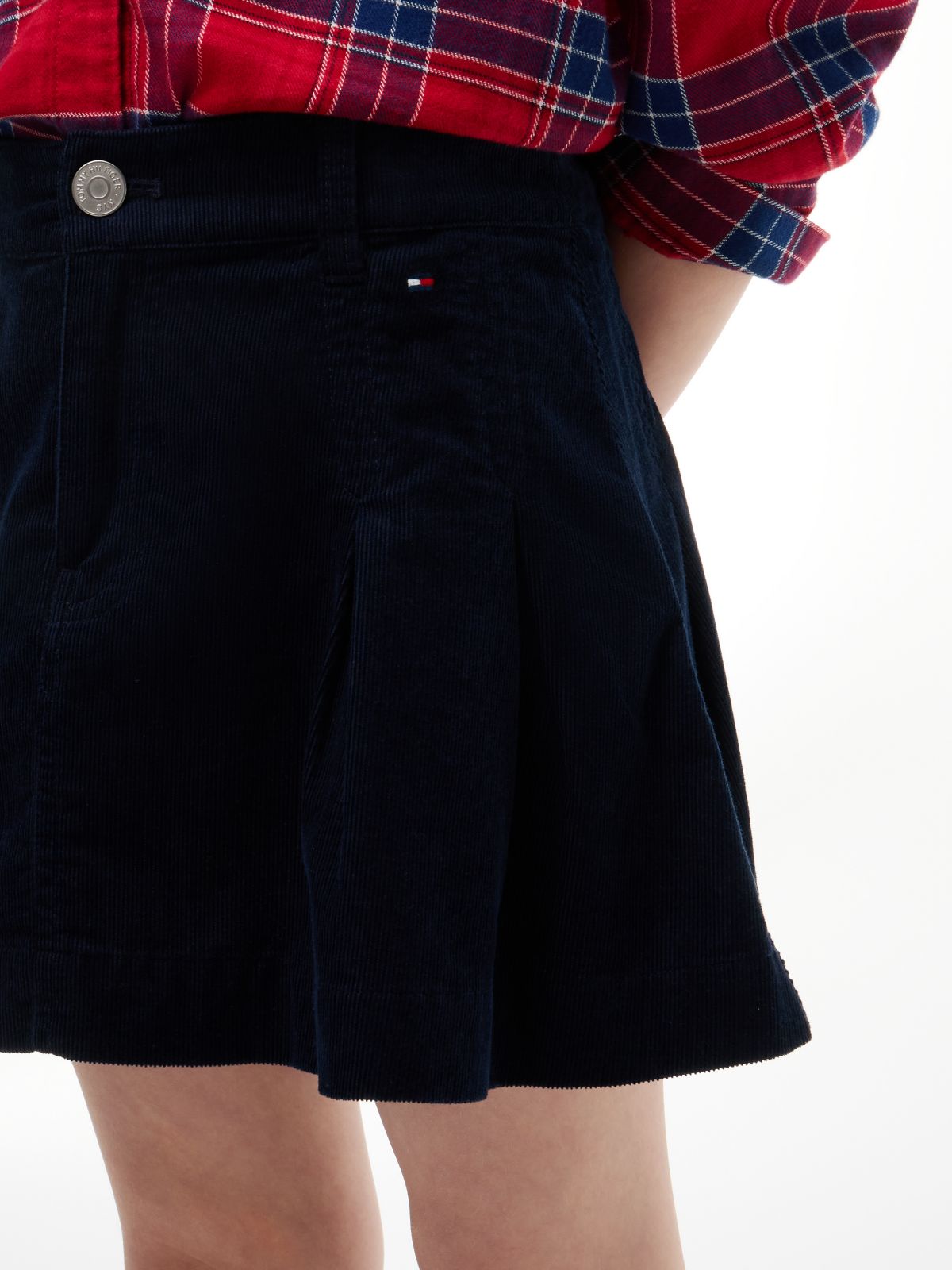 Corduroy Pleated Skirt — Blue