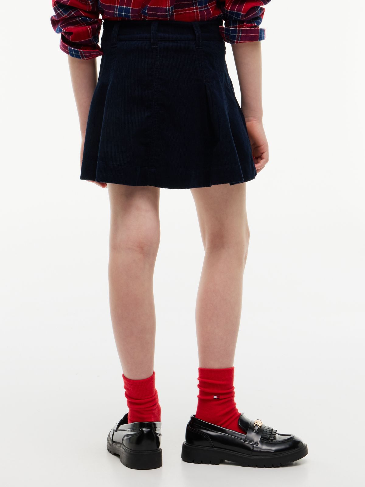 Corduroy Pleated Skirt — Blue