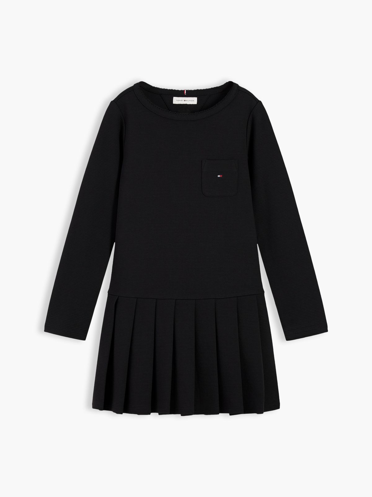 Long Sleeve Fit And Flare Dress — Black