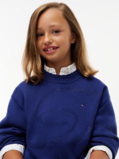 Textured Back Logo Relaxed Jumper — Blue 3