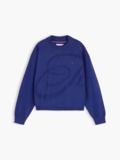 Textured Back Logo Relaxed Jumper — Blue 5