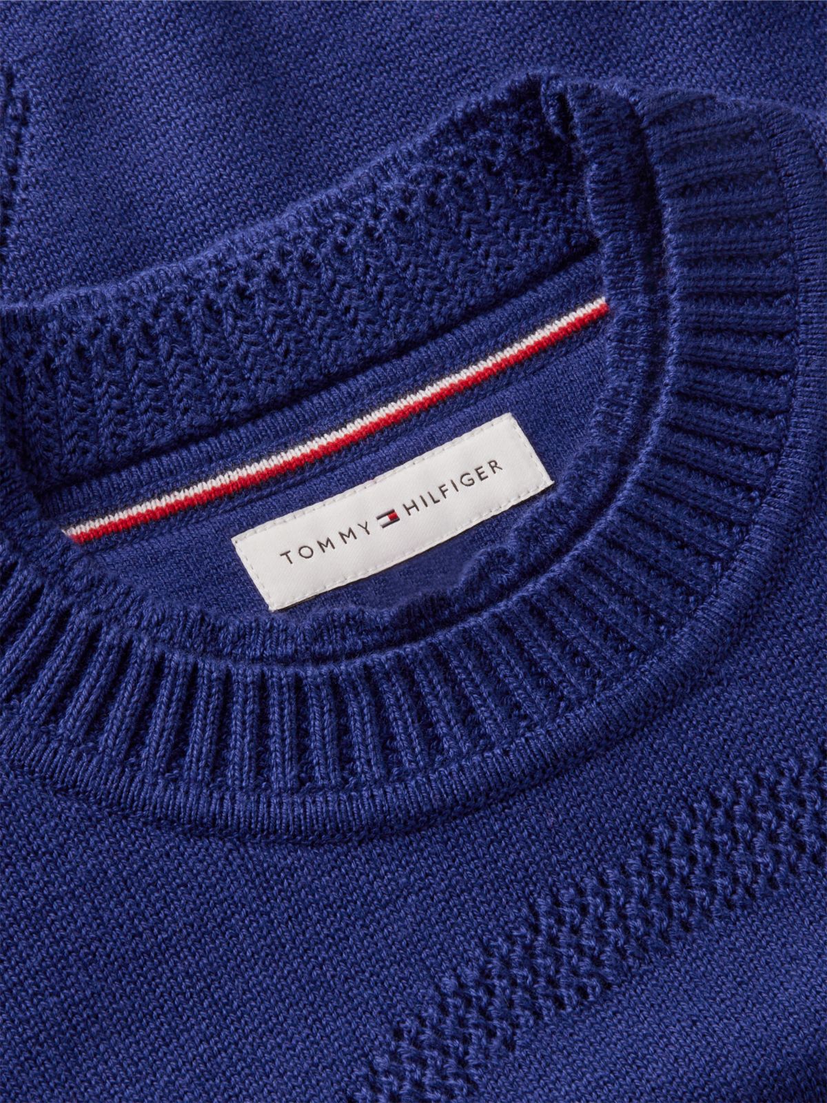Textured Back Logo Relaxed Jumper — Blue