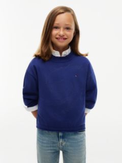 Textured Back Logo Relaxed Jumper — Blue 1
