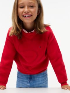 Textured Back Logo Relaxed Jumper — Red 3
