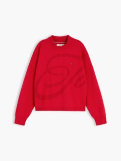 Textured Back Logo Relaxed Jumper — Red 5