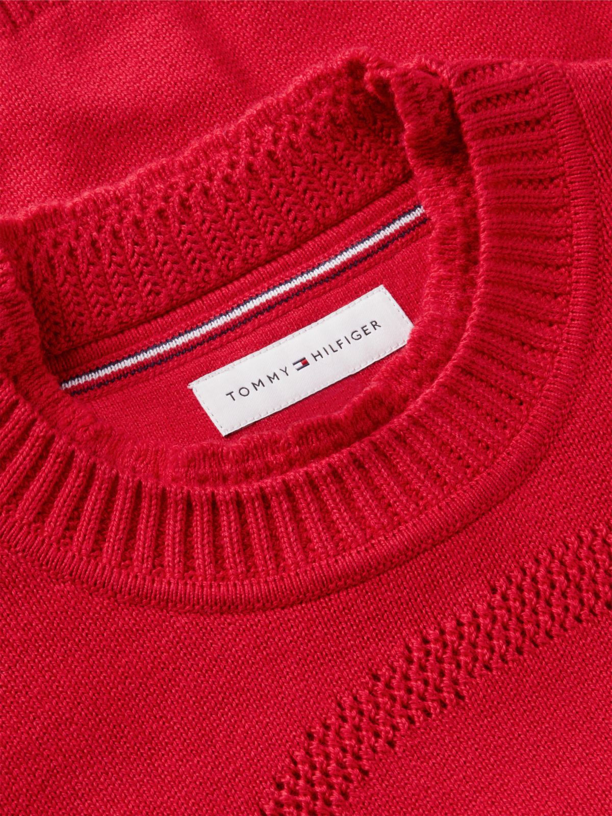 Textured Back Logo Relaxed Jumper — Red