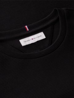Essential Ribbed Long Sleeve Skater Dress — Black 6