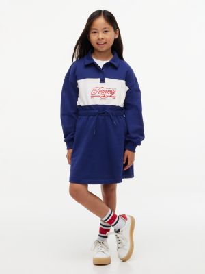 blue relaxed logo embroidery sweatshirt dress for girls tommy hilfiger
