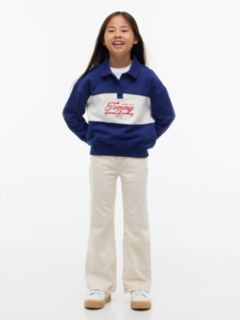 Relaxed Logo Embroidery Polo Sweatshirt — Blue 2
