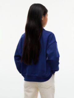 Relaxed Logo Embroidery Polo Sweatshirt — Blue 4
