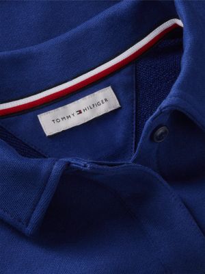 sweat décontracté à col polo et logo brodé bleu pour filles tommy hilfiger