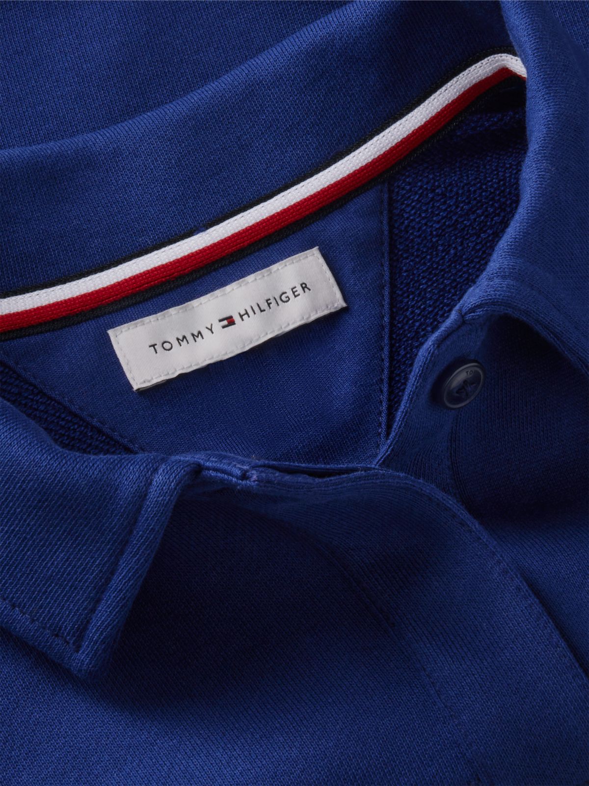 Relaxed Logo Embroidery Polo Sweatshirt — Blue