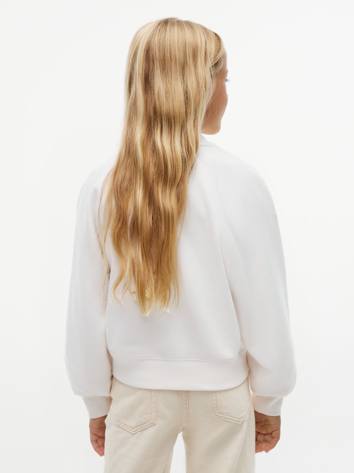 Flag Lace Trim Relaxed Sweatshirt — White