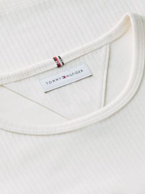 white ribbed extra slim long sleeve t-shirt for girls tommy hilfiger