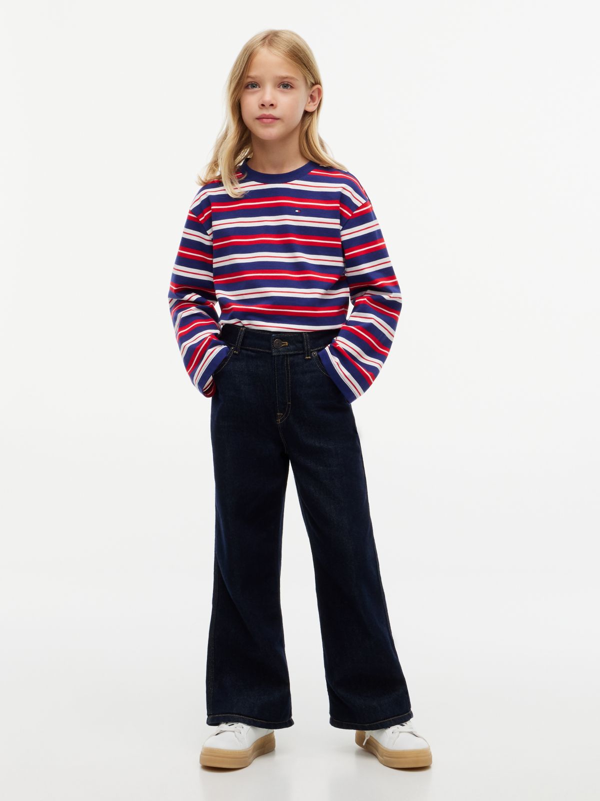 Essential Stripe Relaxed Long Sleeve T-Shirt — Blue