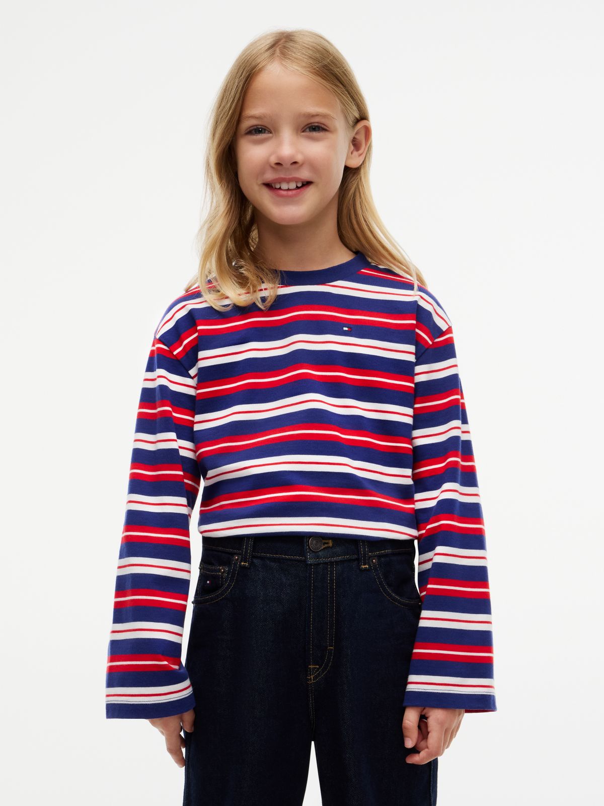 Essential Stripe Relaxed Long Sleeve T-Shirt — Blue