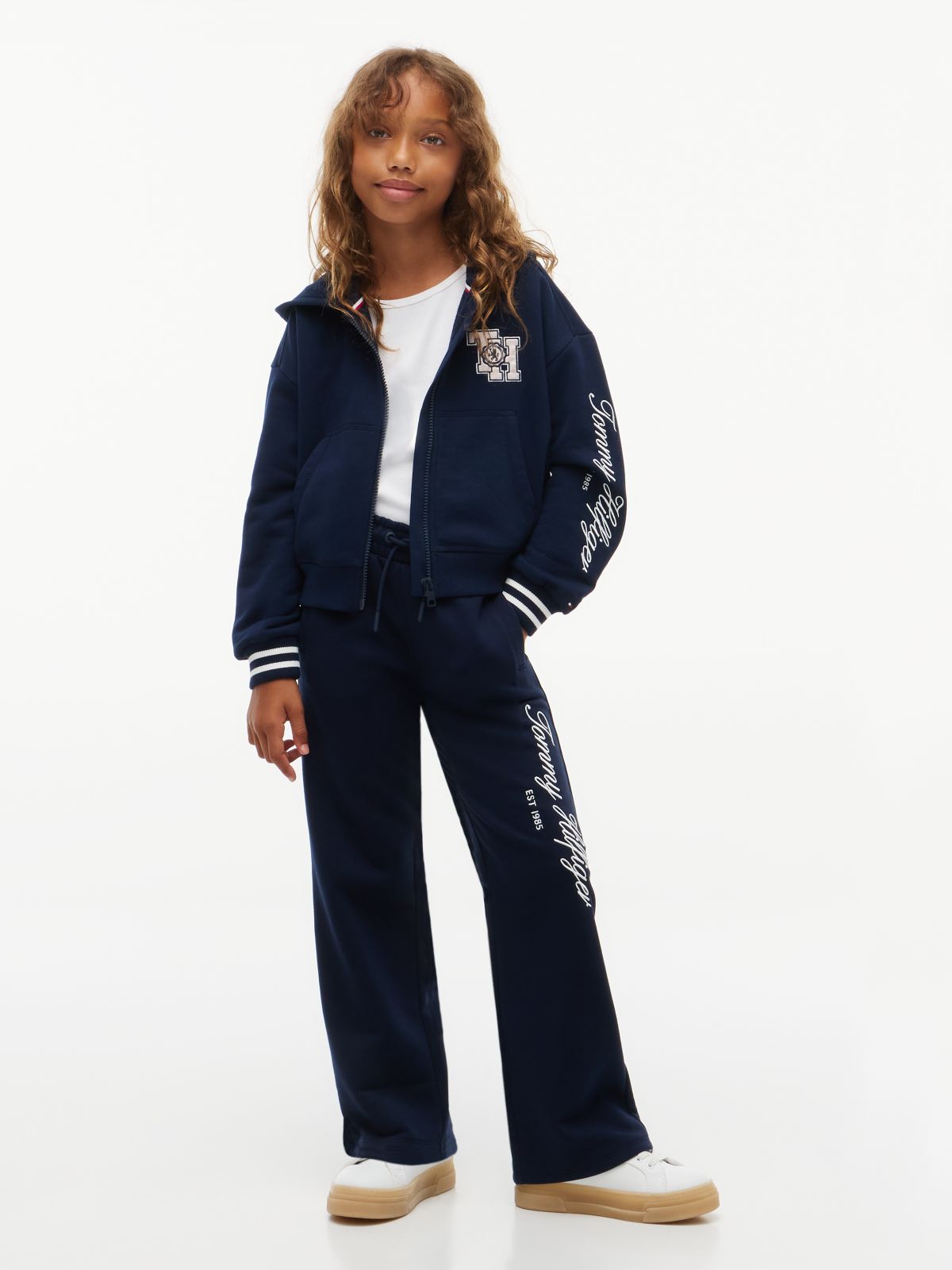 Logo Terry Wide Leg Joggers — Blue
