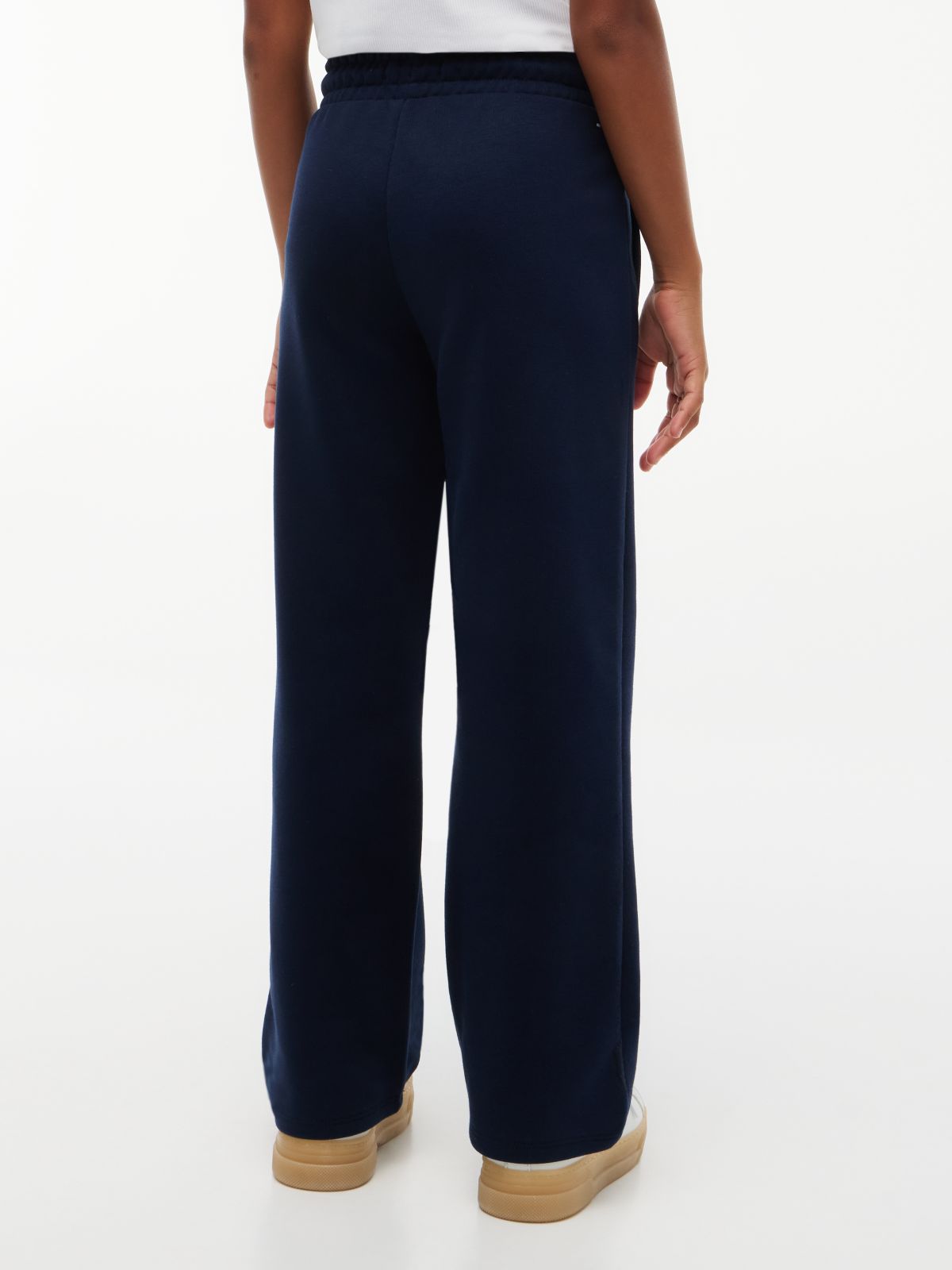 Logo Terry Wide Leg Joggers — Blue