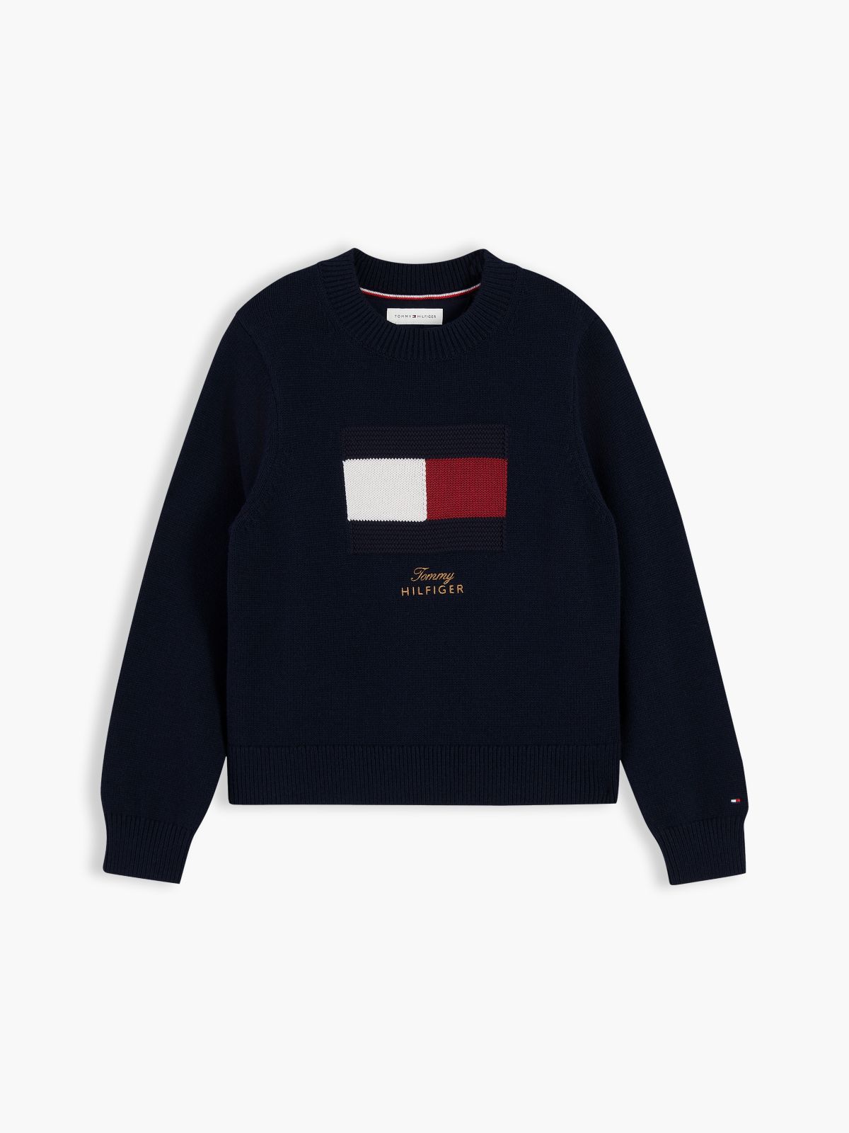 Logo Embroidery Flag Jumper With Wool — Blue