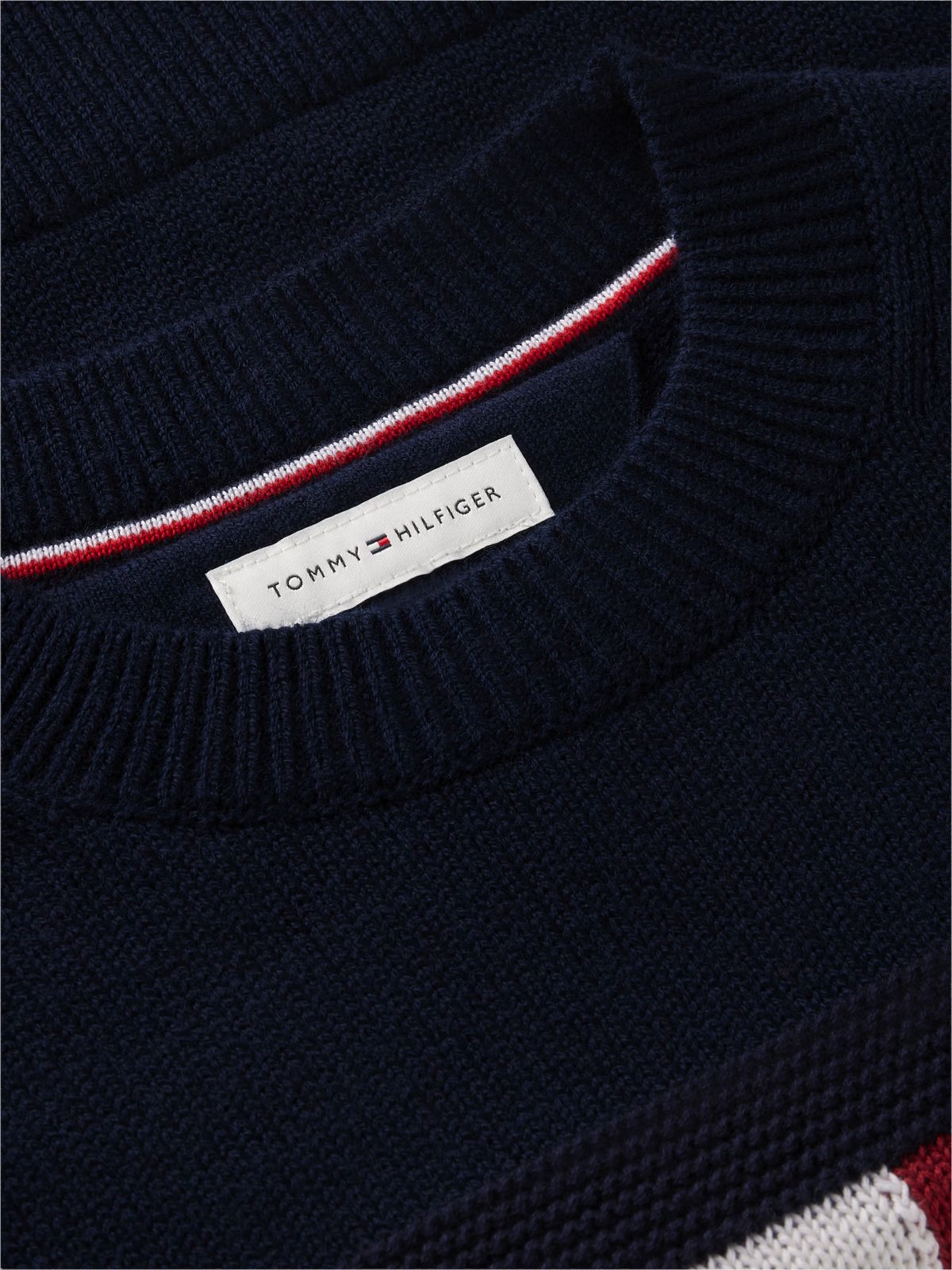 Logo Embroidery Flag Jumper With Wool — Blue