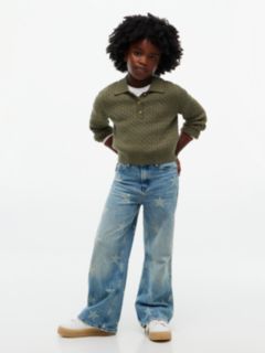 Cable Knit Polo Jumper — Green 2
