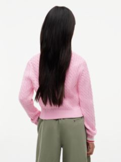 Cable Knit Polo Jumper — Pink 4
