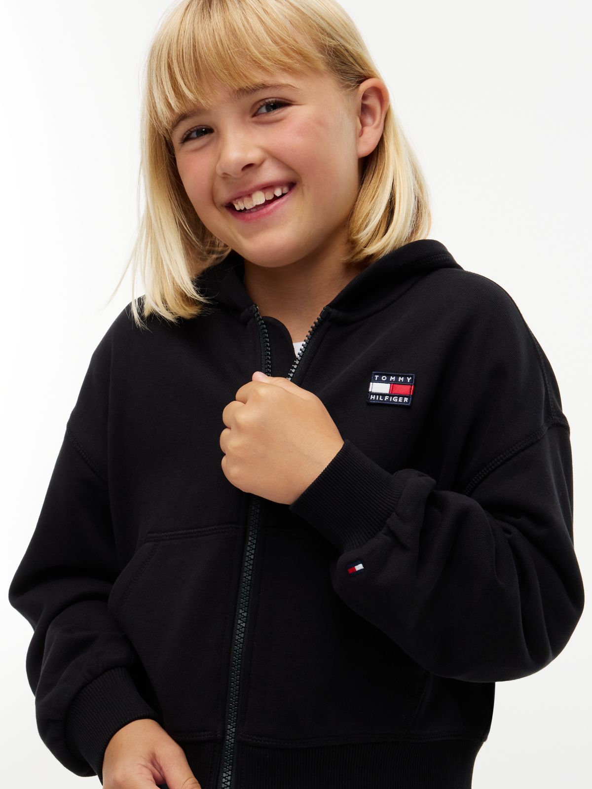 Heritage Flag Logo Relaxed Zip-Thru Hoody — Black