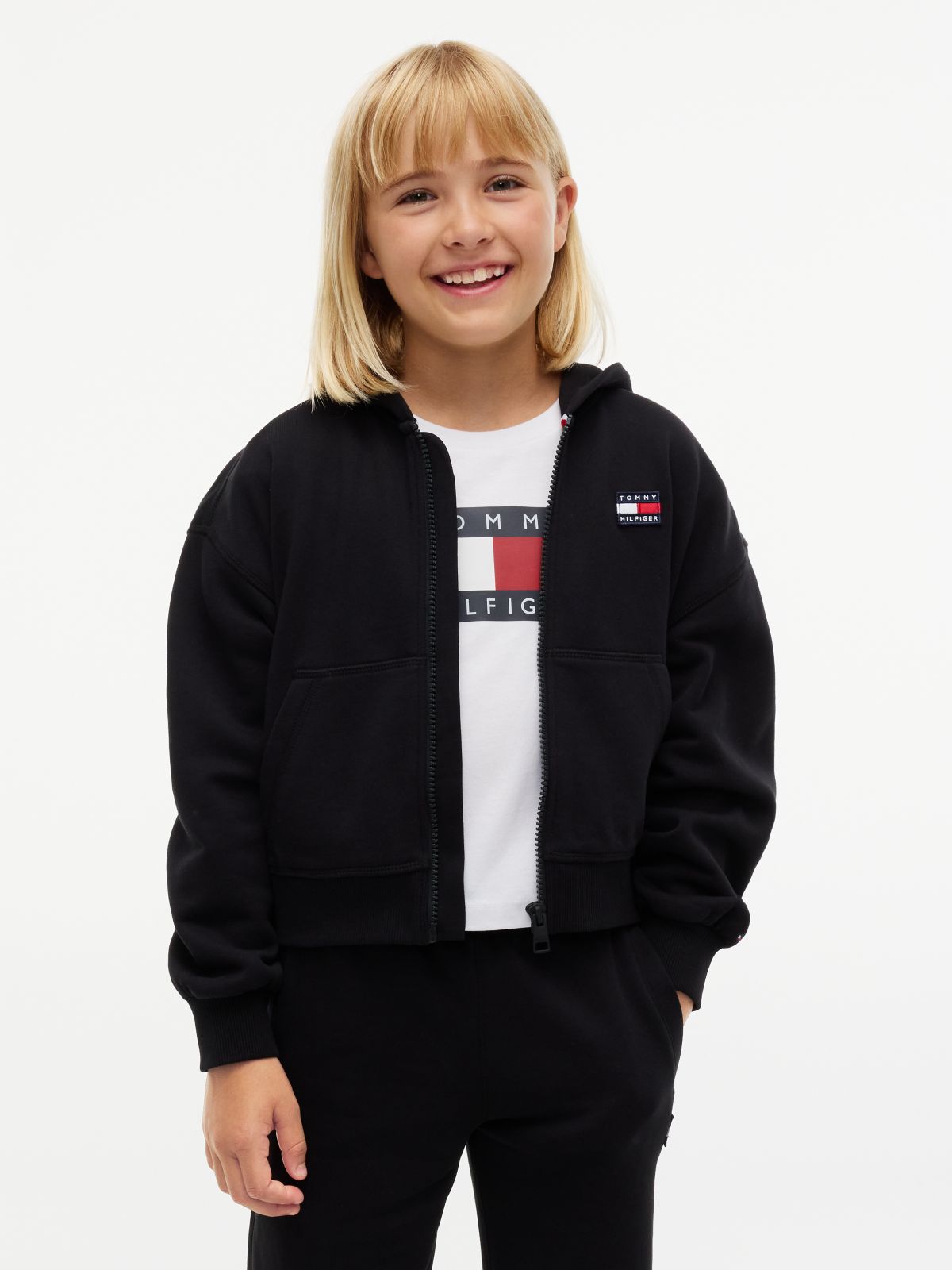 Heritage Flag Logo Relaxed Zip-Thru Hoody — Black