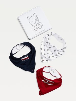 Coffret Cadeau De 3 Bavoirs Bandana Pour Bebe Bleu Tommy Hilfiger