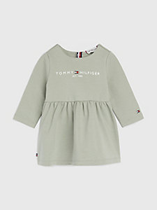 grey logo long sleeve terry dress for newborn tommy hilfiger