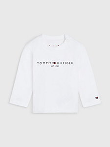 white essential long sleeve crew neck t-shirt for newborn tommy hilfiger