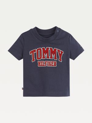 T Shirt En Coton Bio A Logo Pour Bebe Bleu Tommy Hilfiger