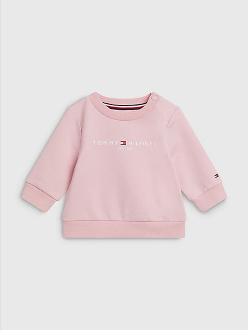 różowy bluza essential z logo dla newborn - tommy hilfiger