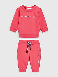 pink essential sweatshirt and joggers set for newborn tommy hilfiger
