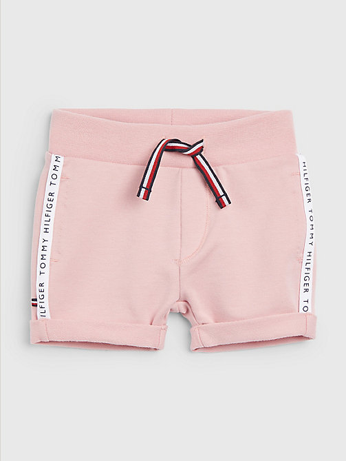 pink logo tape shorts for newborn tommy hilfiger