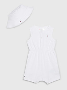 white towelling hat and bodysuit gift set for newborn tommy hilfiger