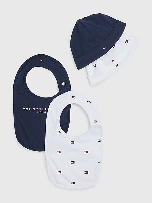 blue 2-pack bibdana hat gift set for newborn tommy hilfiger