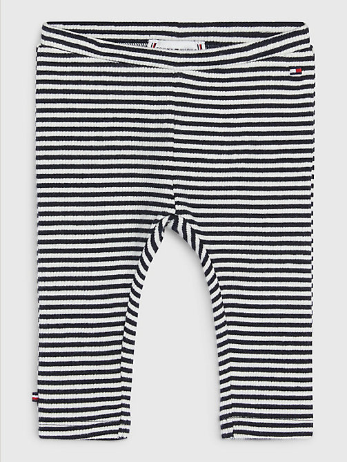 white stripe ribbed full length leggings for newborn tommy hilfiger