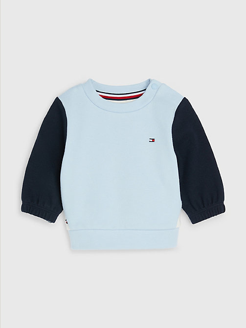 blue colour-blocked sweatshirt and joggers set for newborn tommy hilfiger