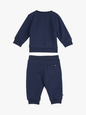 blue essential logo sweatshirt and joggers set for newborn tommy hilfiger