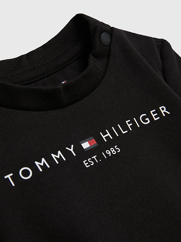 t-shirt essential con logo black da newborn tommy hilfiger